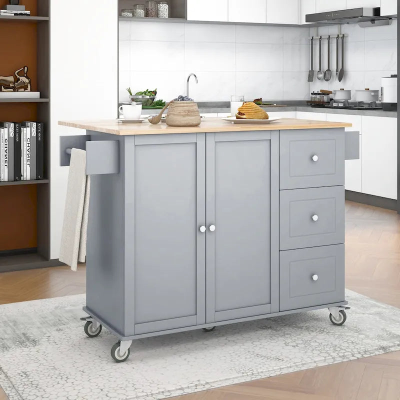 Isola Cucina Mobile con Ruote Bloccabili Larga 133,8 cm