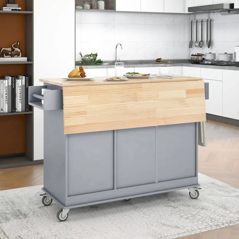 Isola Cucina Mobile con Ruote Bloccabili Larga 133,8 cm