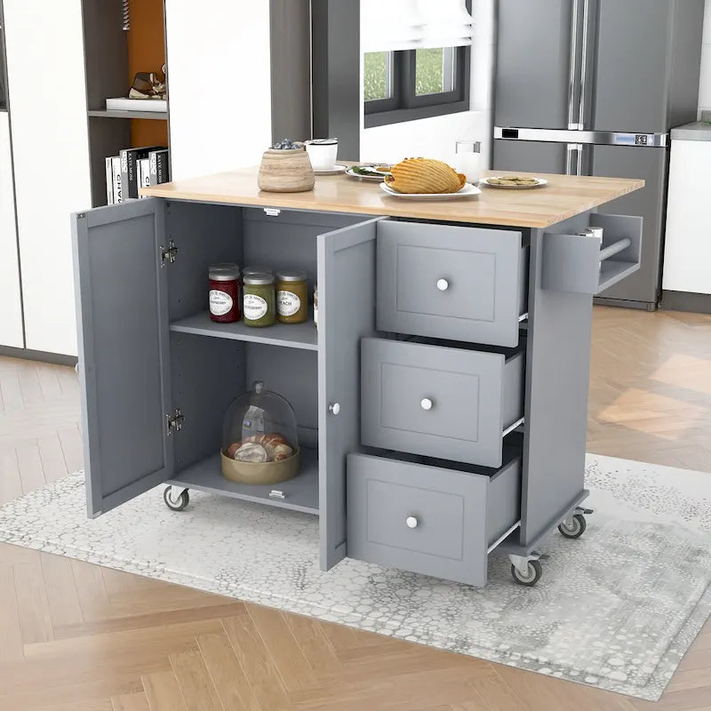 Isola Cucina Mobile con Ruote Bloccabili Larga 133,8 cm