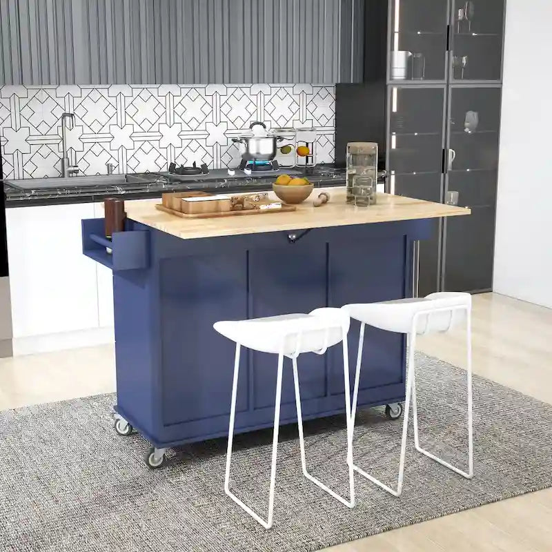 Isola Cucina Mobile con Ruote Bloccabili Larga 133,8 cm