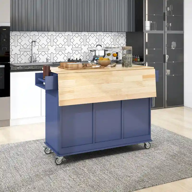 Isola Cucina Mobile con Ruote Bloccabili Larga 133,8 cm