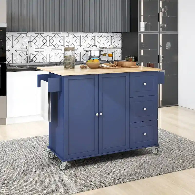 Isola Cucina Mobile con Ruote Bloccabili Larga 133,8 cm