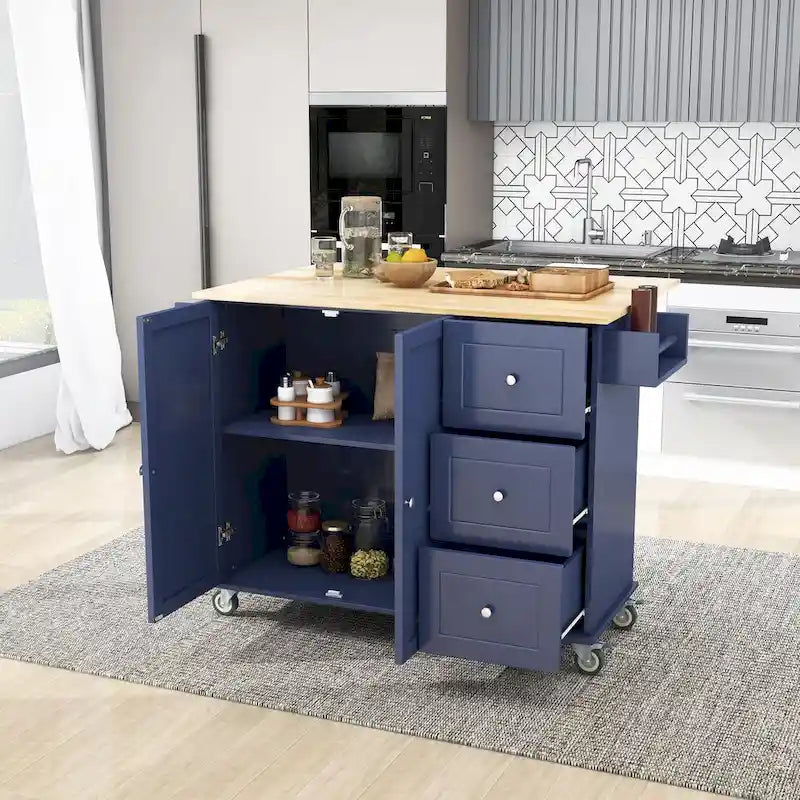 Isola Cucina Mobile con Ruote Bloccabili Larga 133,8 cm