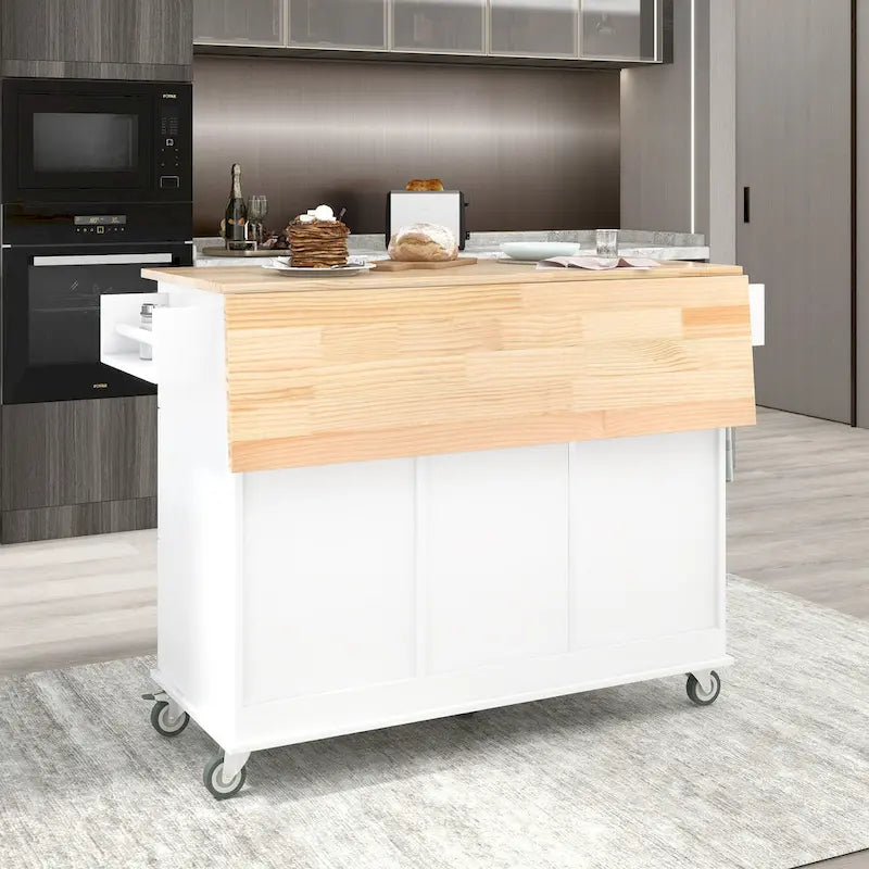 Isola Cucina Mobile con Ruote Bloccabili Larga 133,8 cm