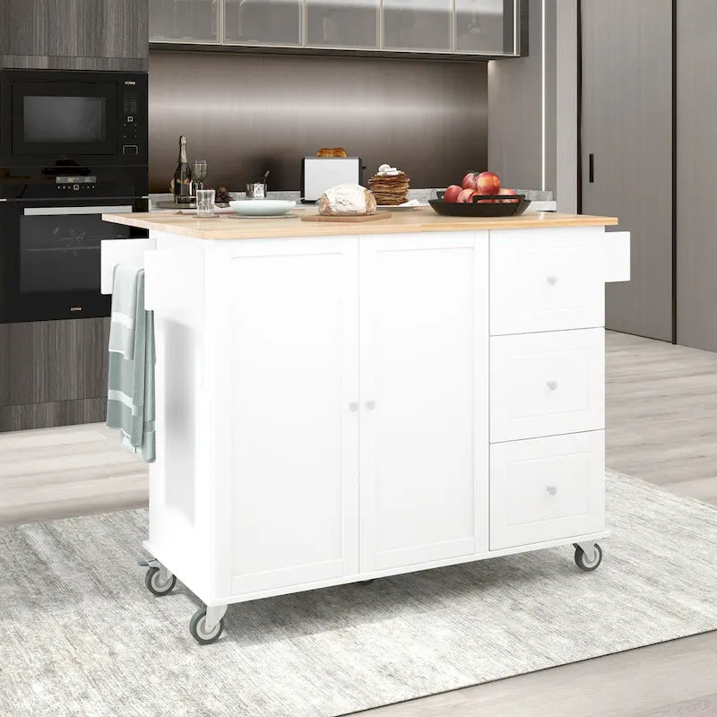 Isola Cucina Mobile con Ruote Bloccabili Larga 133,8 cm