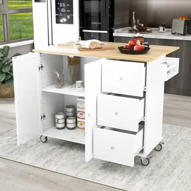 Isola Cucina Mobile con Ruote Bloccabili Larga 133,8 cm