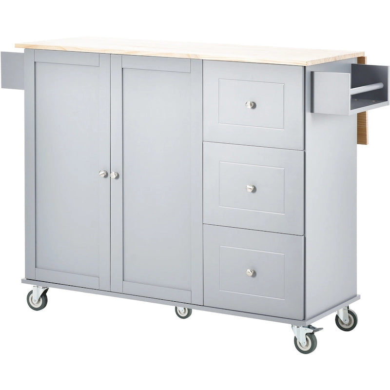Isola Cucina Mobile con Ruote Bloccabili Larga 133,8 cm