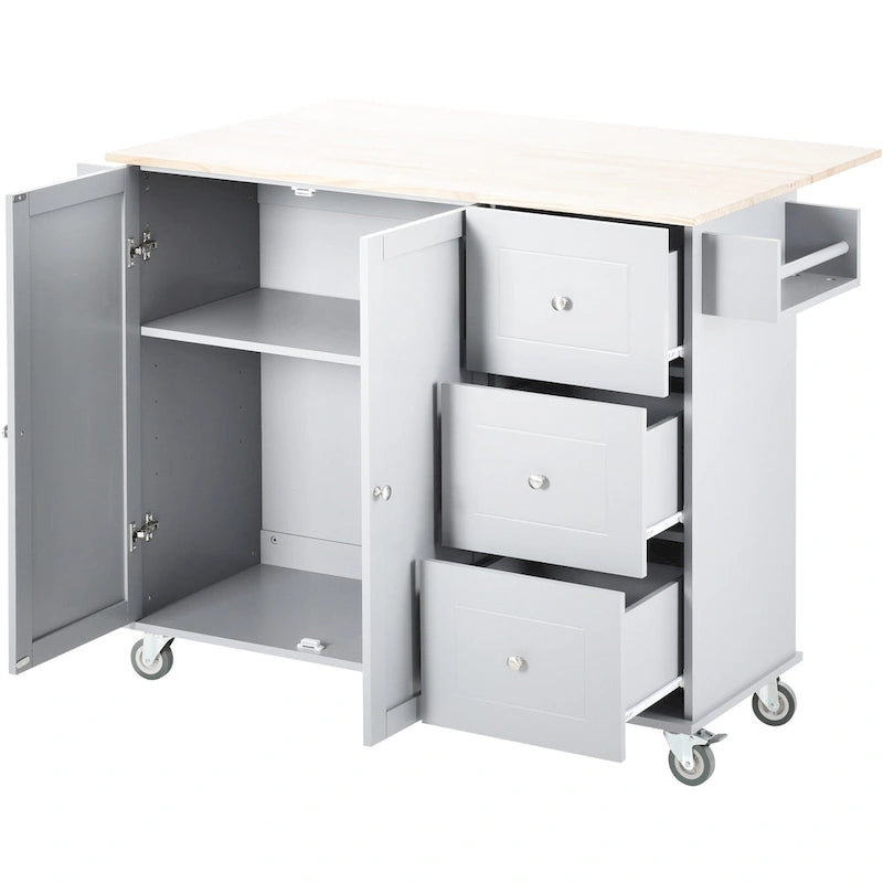 Isola Cucina Mobile con Ruote Bloccabili Larga 133,8 cm