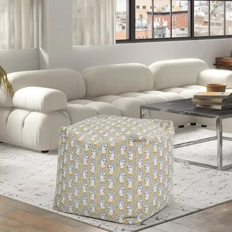 Pouf cubo lussuoso oversize ricamato