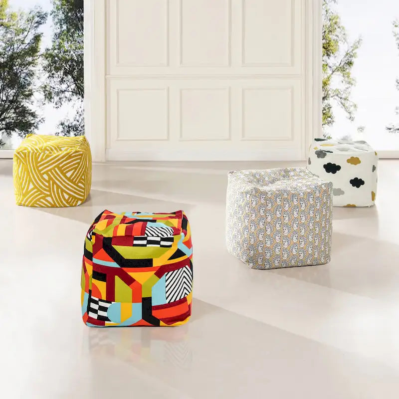 Pouf cubo lussuoso oversize ricamato