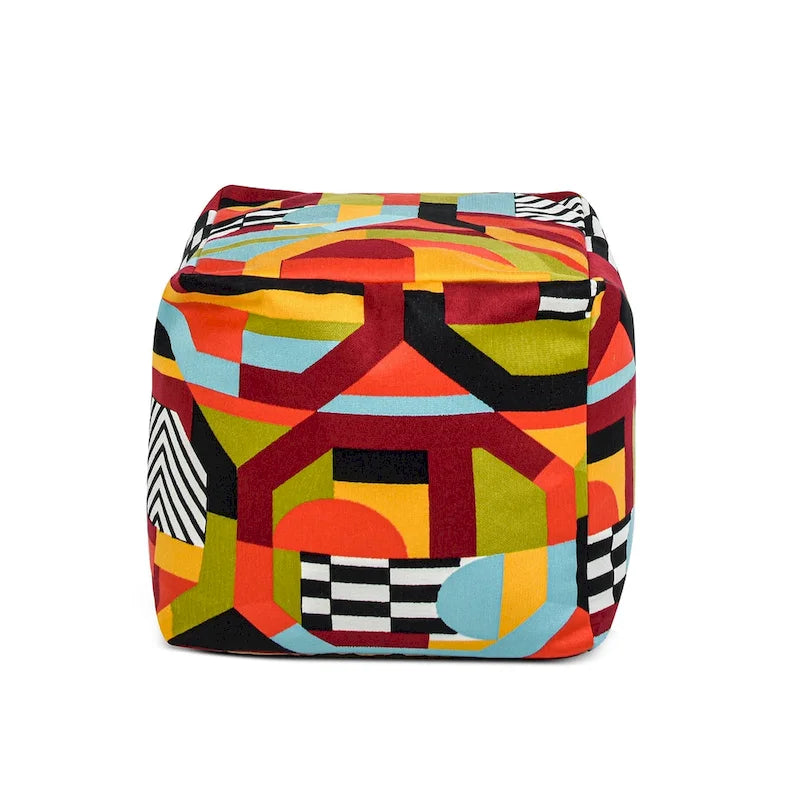 Pouf cubo lussuoso oversize ricamato