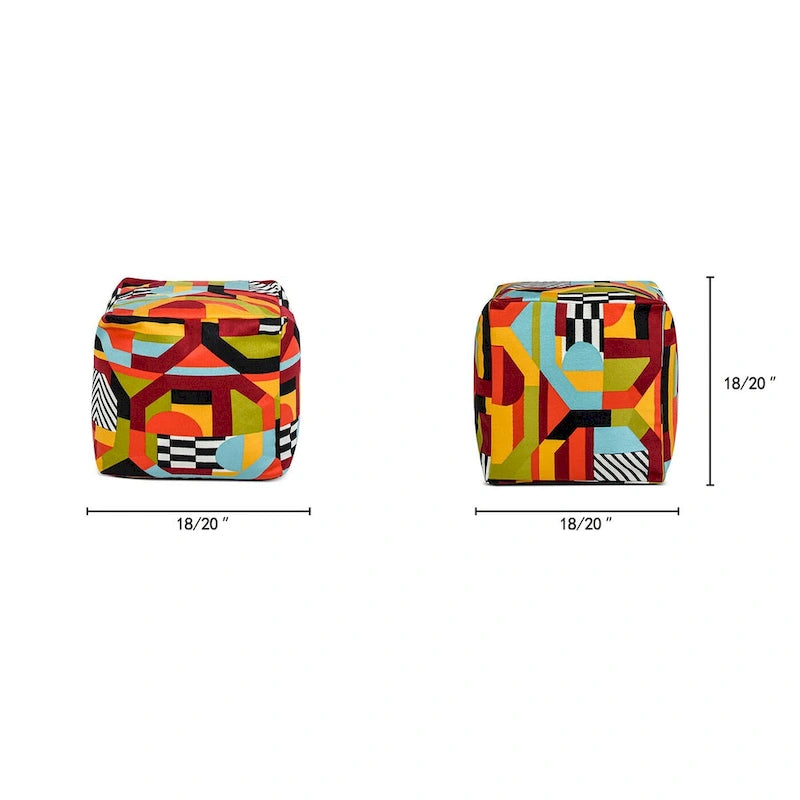 Pouf cubo lussuoso oversize ricamato