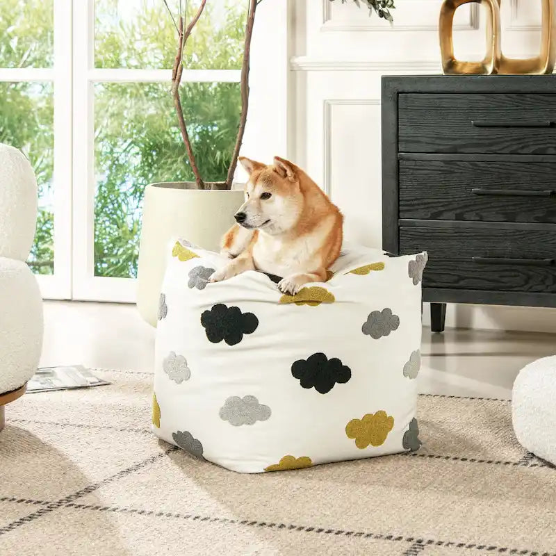 Pouf cubo lussuoso oversize ricamato