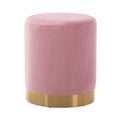 Poggiapiedi Pouf Tondo in Velluto, Rosa/Verde Nerastro/Blu Marino, Singolo
