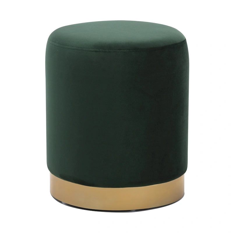 Poggiapiedi Pouf Tondo in Velluto, Rosa/Verde Nerastro/Blu Marino, Singolo