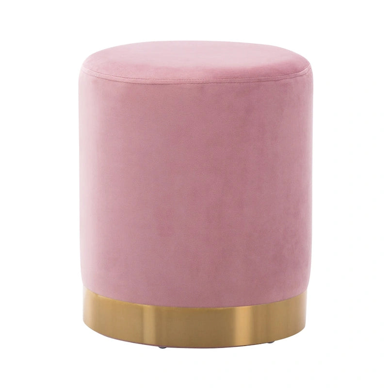 Poggiapiedi Pouf Tondo in Velluto, Rosa/Verde Nerastro/Blu Marino, Singolo