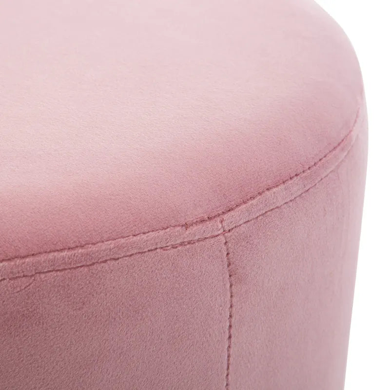 Poggiapiedi Pouf Tondo in Velluto, Rosa/Verde Nerastro/Blu Marino, Singolo