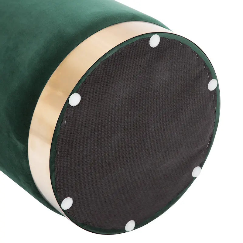 Poggiapiedi Pouf Tondo in Velluto, Rosa/Verde Nerastro/Blu Marino, Singolo