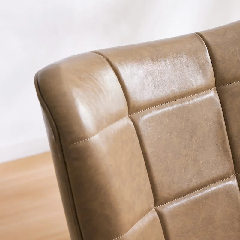 Poltrona singola accent tufted con alette color crema/tortora/marrone