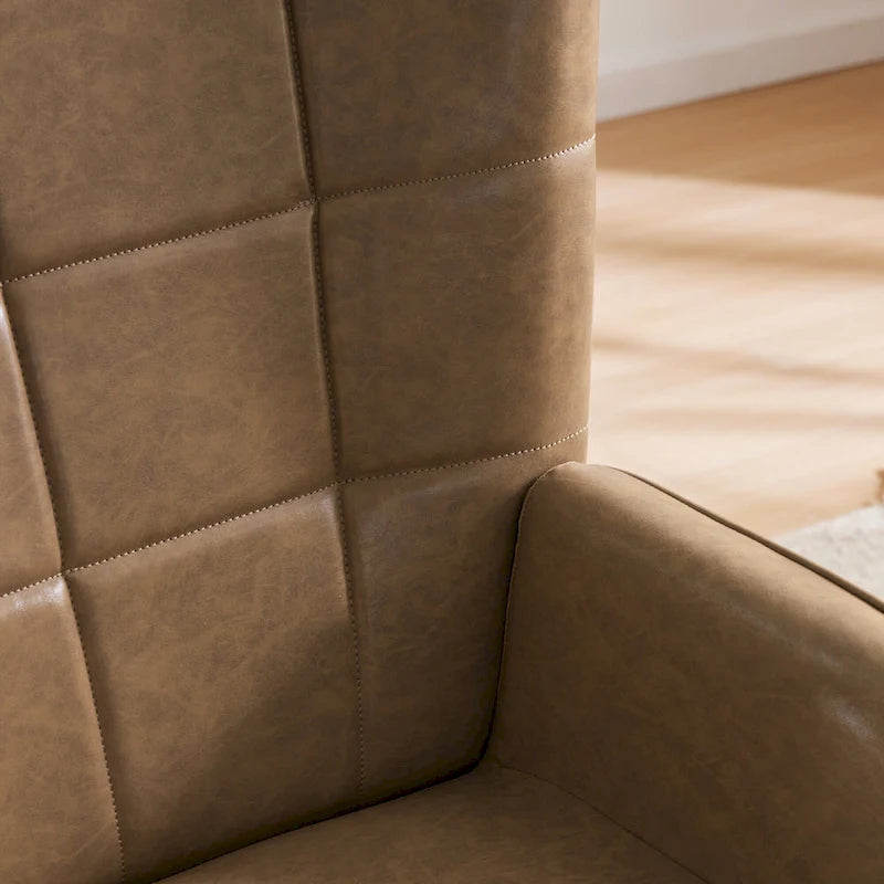 Poltrona singola accent tufted con alette color crema/tortora/marrone