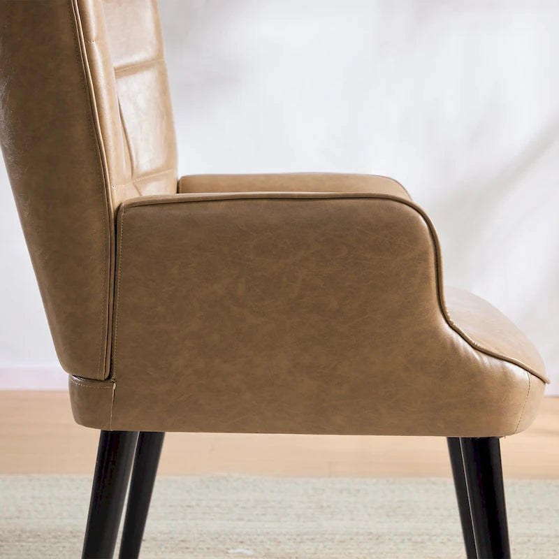 Poltrona singola accent tufted con alette color crema/tortora/marrone
