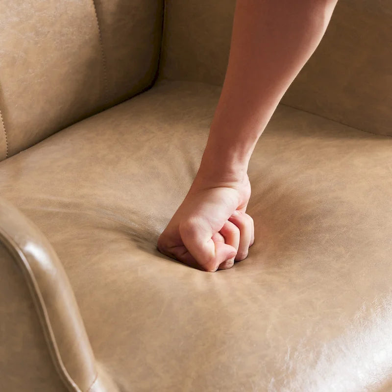 Poltrona singola accent tufted con alette color crema/tortora/marrone