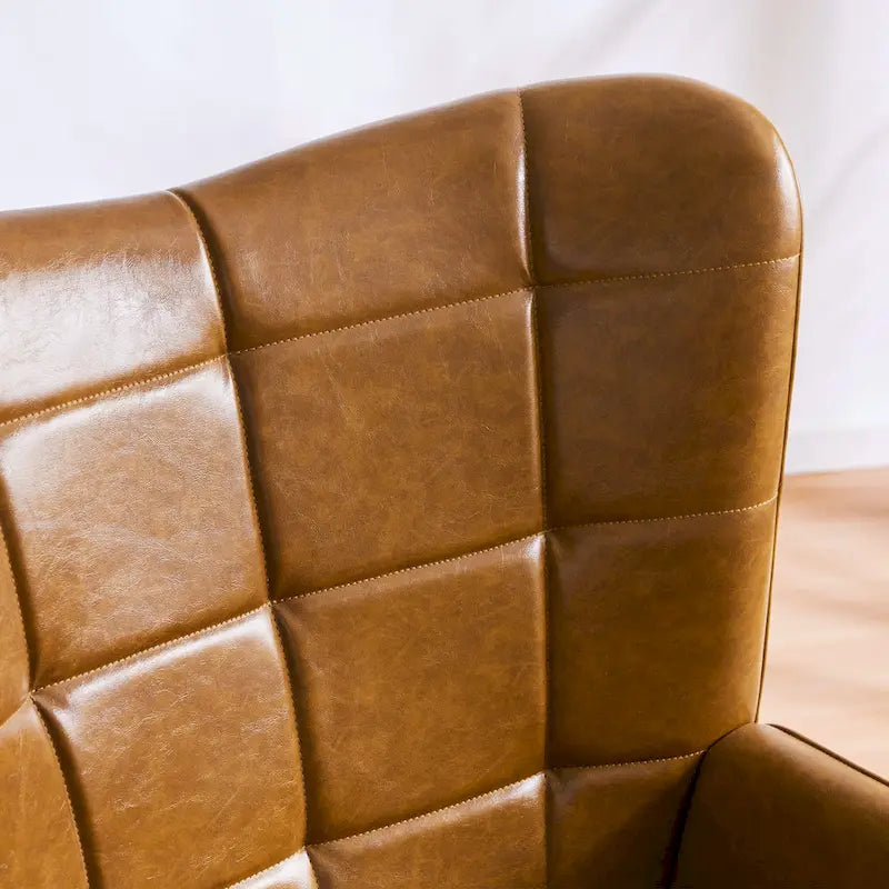 Poltrona singola accent tufted con alette color crema/tortora/marrone