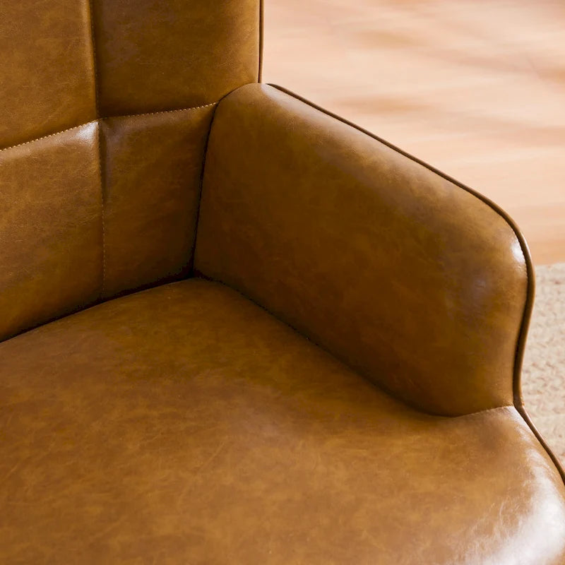 Poltrona singola accent tufted con alette color crema/tortora/marrone