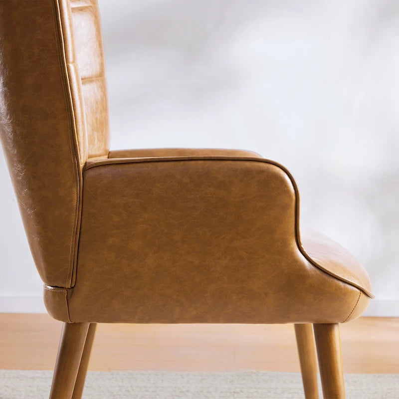 Poltrona singola accent tufted con alette color crema/tortora/marrone