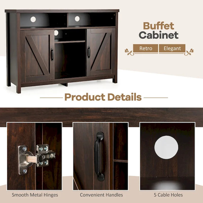 Credenza/Madia Marrone Scuro/Marrone Rustico con Portabottiglie e Armadietto a 2 Ante