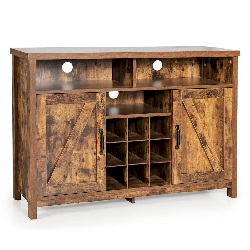 Credenza/Madia Marrone Scuro/Marrone Rustico con Portabottiglie e Armadietto a 2 Ante