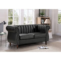 Divanetto Chesterfield a 2 posti in similpelle con braccioli arrotolati, Nero/Marrone/Bianco crema