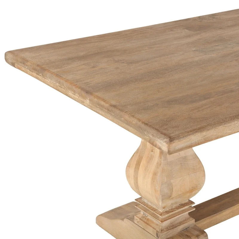 Tavolo da pranzo rettangolare antico in legno di mango rovere, 6-8 posti