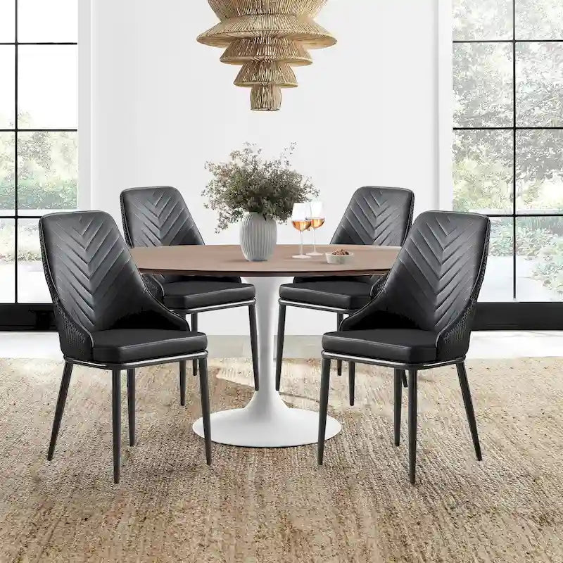 Sedia da pranzo imbottita in similpelle con struttura in metallo e schienale ergonomico