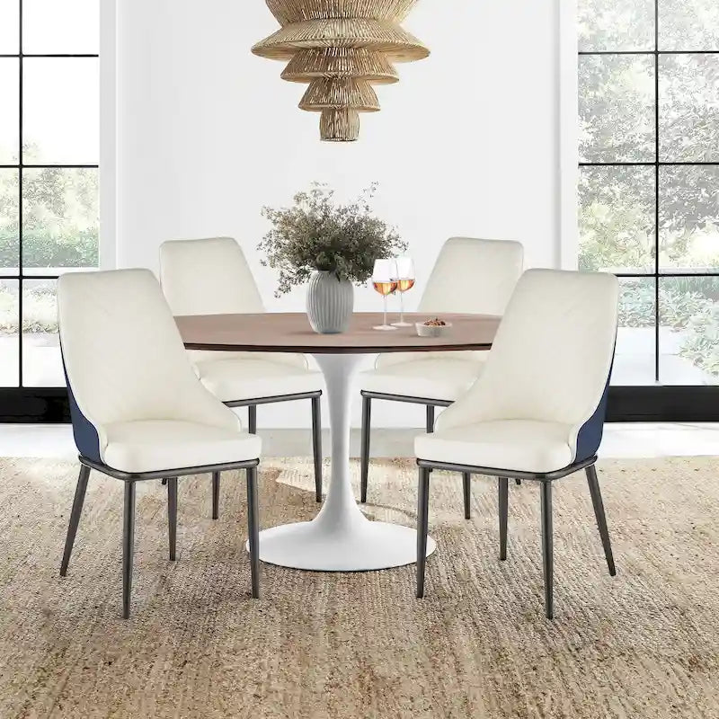 Sedia da pranzo imbottita in similpelle con struttura in metallo e schienale ergonomico