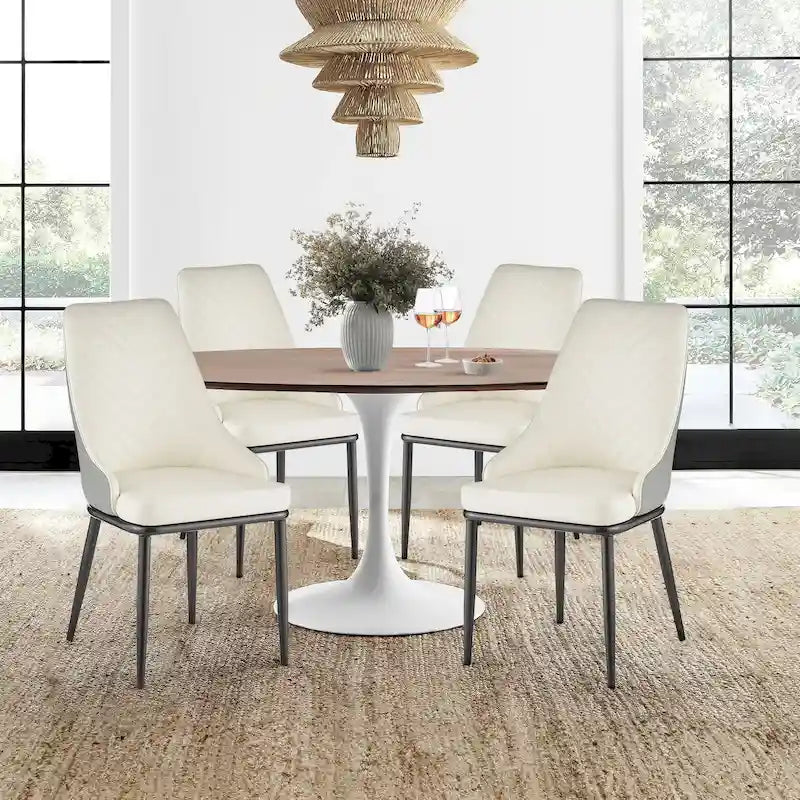 Sedia da pranzo imbottita in similpelle con struttura in metallo e schienale ergonomico