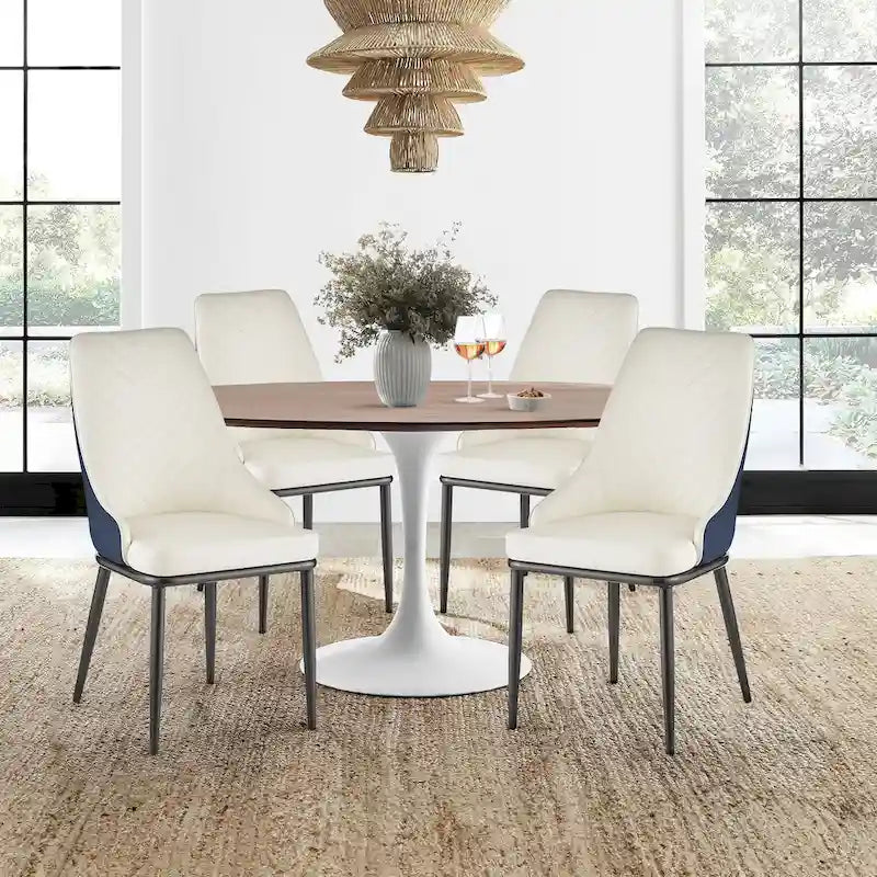 Sedia da pranzo imbottita in similpelle con struttura in metallo e schienale ergonomico