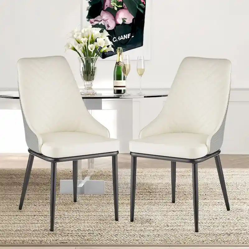 Sedia da pranzo imbottita in similpelle con struttura in metallo e schienale ergonomico