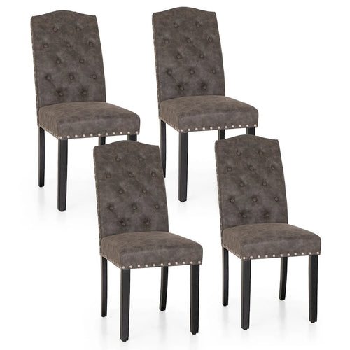 Sedia da pranzo imbottita con schienale alto (Wingback) Antico Bianco / Grigio / Beige / Nero, tessuto e similpelle, set da 4