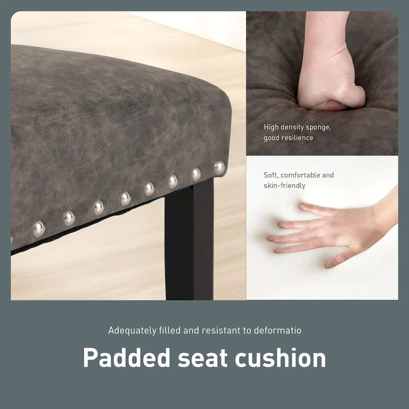 Sedia da pranzo imbottita con schienale alto (Wingback) Antico Bianco / Grigio / Beige / Nero, tessuto e similpelle, set da 4