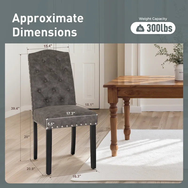 Sedia da pranzo imbottita con schienale alto (Wingback) Antico Bianco / Grigio / Beige / Nero, tessuto e similpelle, set da 4