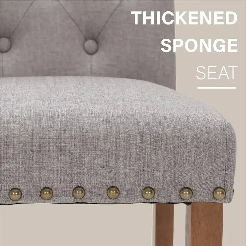 Sedia da pranzo imbottita con schienale alto (Wingback) Antico Bianco / Grigio / Beige / Nero, tessuto e similpelle, set da 4