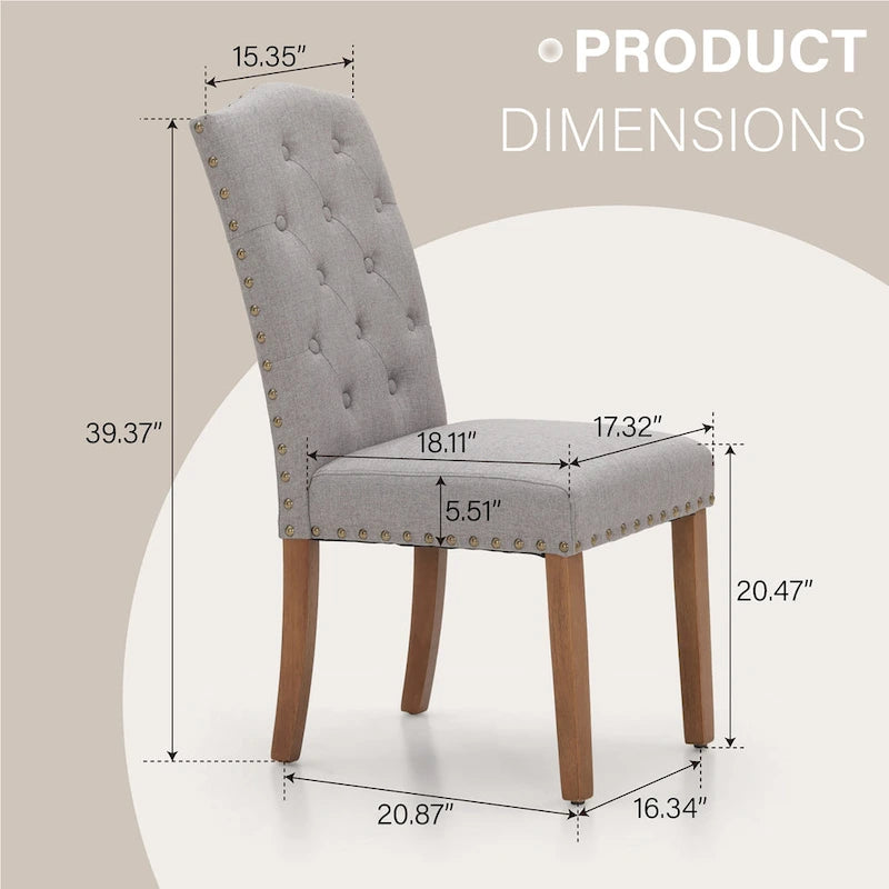 Sedia da pranzo imbottita con schienale alto (Wingback) Antico Bianco / Grigio / Beige / Nero, tessuto e similpelle, set da 4