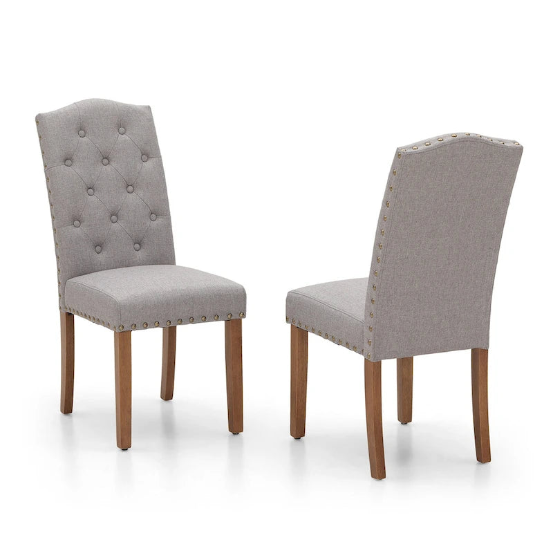 Sedia da pranzo imbottita con schienale alto (Wingback) Antico Bianco / Grigio / Beige / Nero, tessuto e similpelle, set da 4