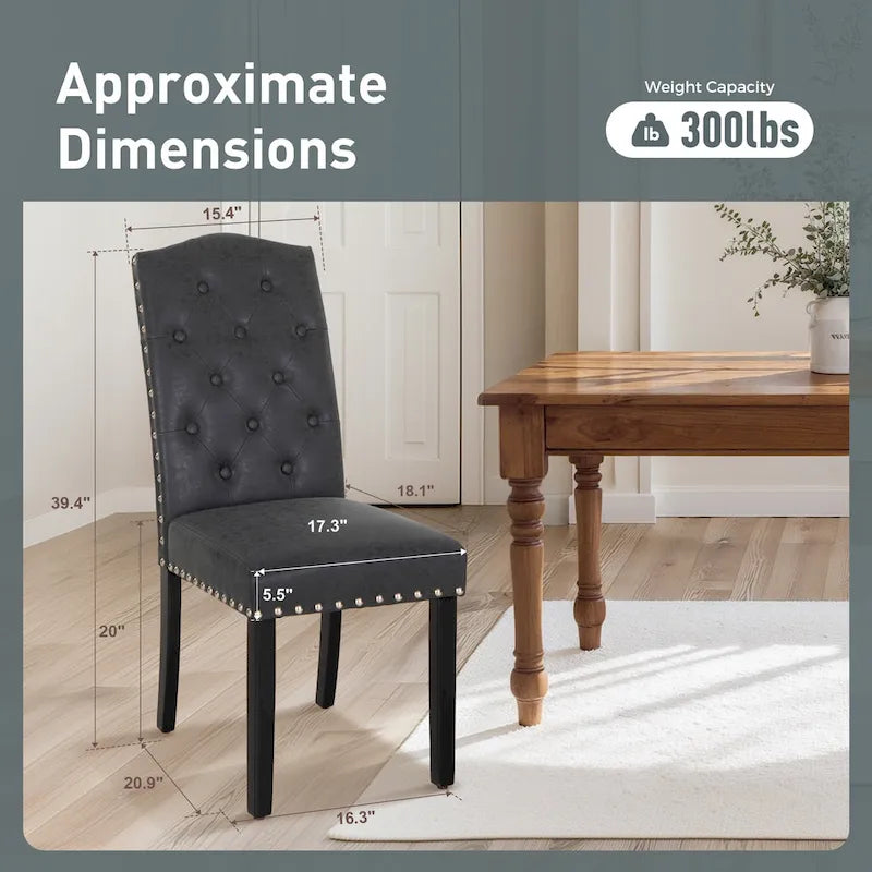 Sedia da pranzo imbottita con schienale alto (Wingback) Antico Bianco / Grigio / Beige / Nero, tessuto e similpelle, set da 4