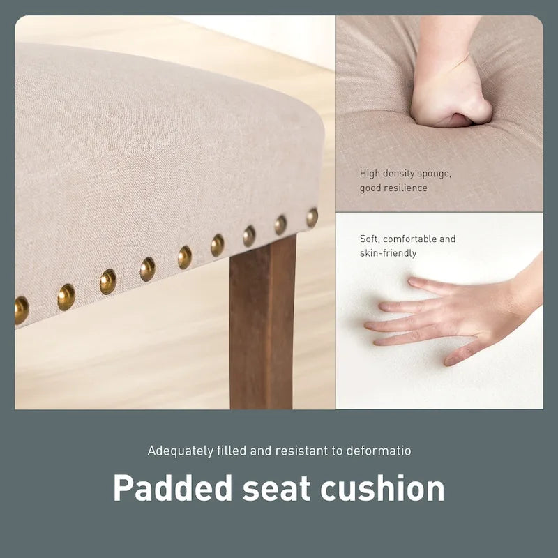 Sedia da pranzo imbottita con schienale alto (Wingback) Antico Bianco / Grigio / Beige / Nero, tessuto e similpelle, set da 4