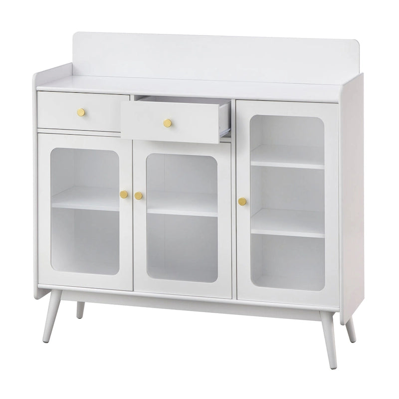 Credenza Mid-Century Grigio Antracite / Bianca con Ante in Vetro – 1 Vano