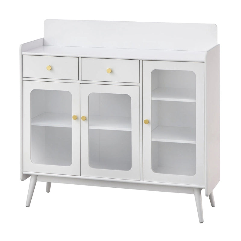 Credenza Mid-Century Grigio Antracite / Bianca con Ante in Vetro – 1 Vano