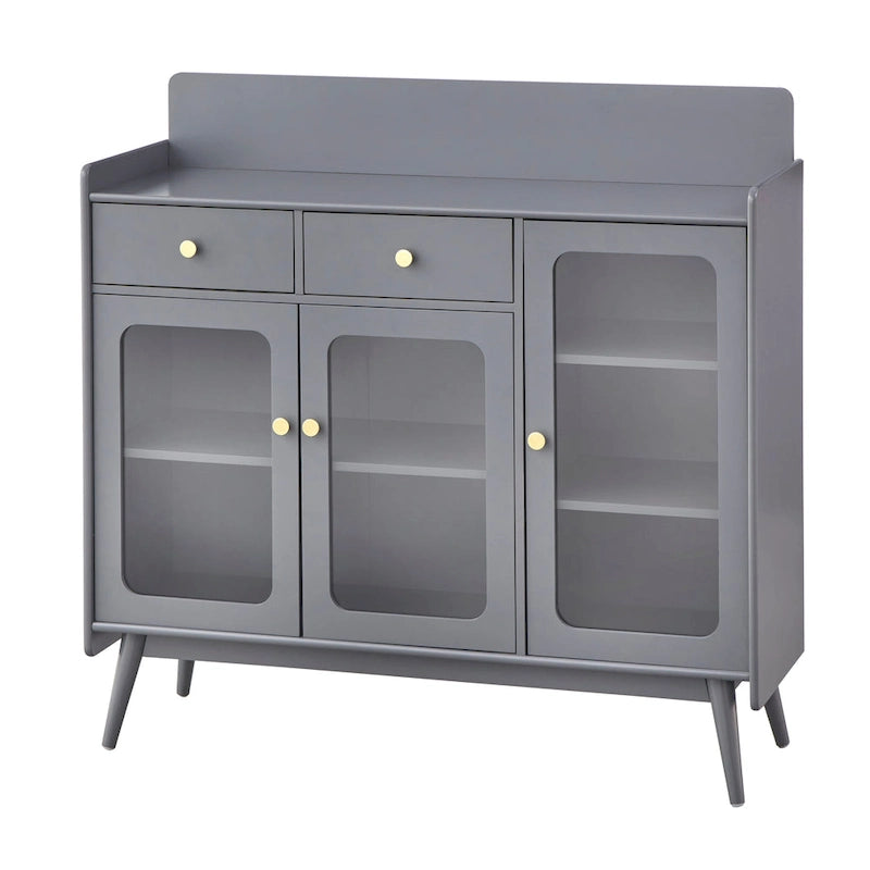 Credenza Mid-Century Grigio Antracite / Bianca con Ante in Vetro – 1 Vano