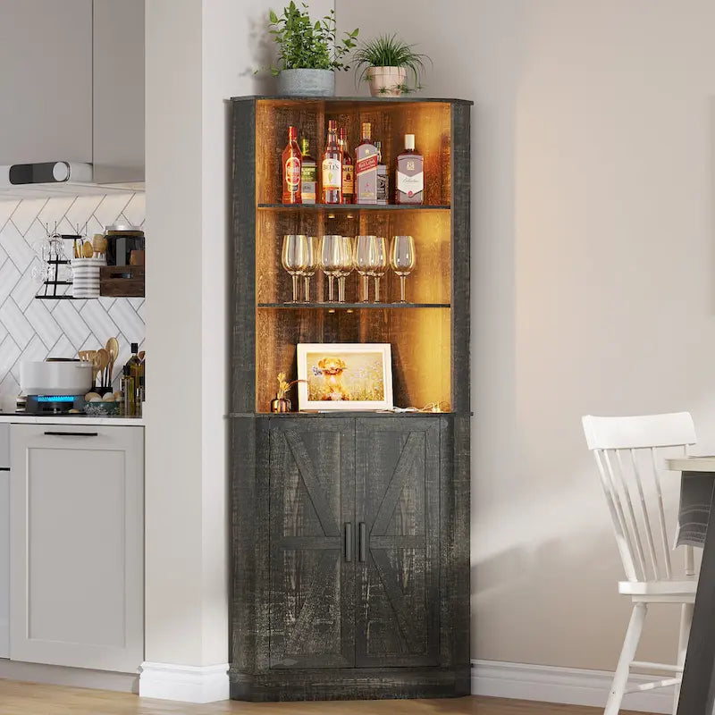 Mobile ad Angolo Alto 66 Pollici con Luce LED e Spazio Contenitore